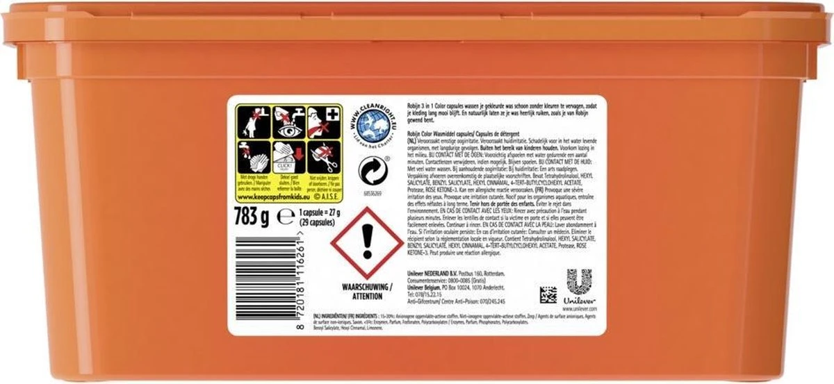 Robijn Color 3 In 1 Wascapsules Speciaal Voor De Gekleurde Was - 29 Wasbeurten 4 Robijn Color 3 In 1 Wascapsules Speciaal Voor De Gekleurde Was - 29 Wasbeurten - Afbeelding 2