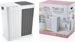 Sumpas - Wasmand - 2 Vakken - Met Touch Deksel - 80 Liter - Antraciet/Wit - 100% Gerecycled Plastic 8 Sumpas - Wasmand - 2 Vakken - Met Touch Deksel - 80 Liter - Antraciet/Wit - 100% Gerecycled Plastic -Schoonmaakartikelen Winkel 1200x669 3