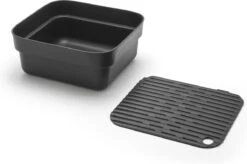 Brabantia SinkSide Afwasbak Vierkant - Met Afdruipschaal - Dark Grey -Schoonmaakartikelen Winkel 1200x798