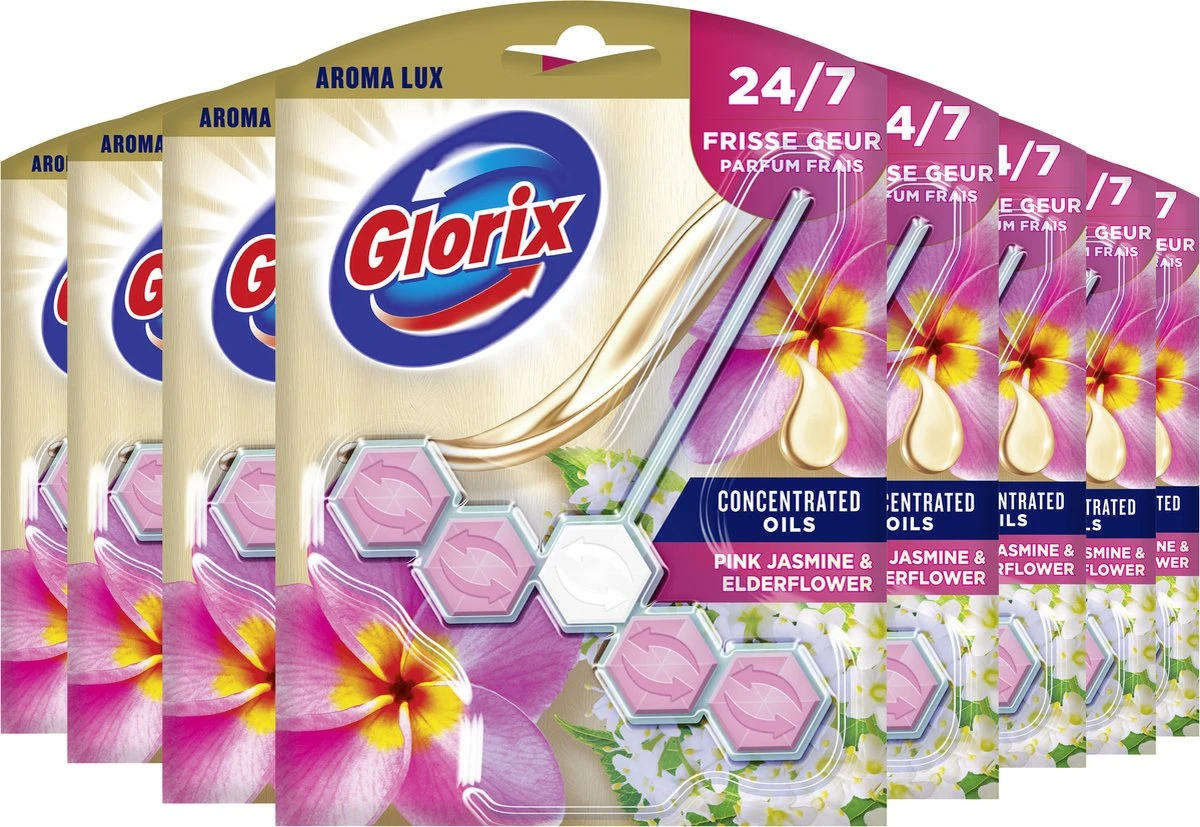 Glorix Aroma Lux Pink Jasmine & Elderflower Toiletblokken - 9 Stuks - Voordeelverpakking 9 Glorix Aroma Lux Pink Jasmine & Elderflower Toiletblokken - 9 Stuks - Voordeelverpakking - Afbeelding 7