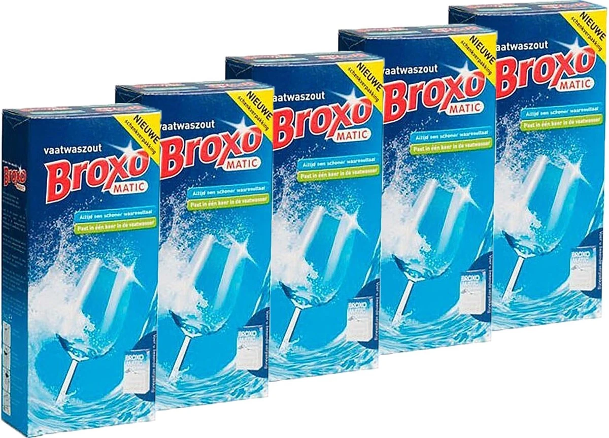 Broxo Matic Vaatwaszout 5 X 1kg | Korrels | Voorkomt Kalkafzetting | Vaatwasser Zout | Promo Verpakking 3 Broxo Matic Vaatwaszout 5 X 1kg | Korrels | Voorkomt Kalkafzetting | Vaatwasser Zout | Promo Verpakking