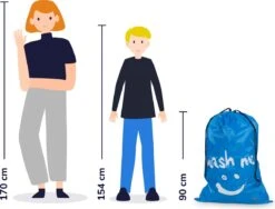 Wonair - Waszakken Voor Wasgoed - 60x90cm - Hemelsblauw - Met Trekkoord -Schoonmaakartikelen Winkel 1200x913