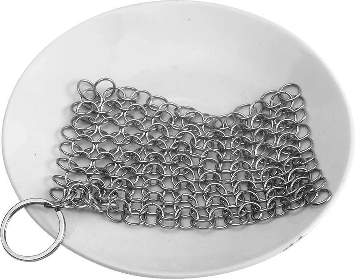 LOUZIR RVS Gietijzer Cleaner Voor Pannen - Metalen Borstel- Scrubmat- Zilver 4 LOUZIR RVS Gietijzer Cleaner Voor Pannen - Metalen Borstel- Scrubmat- Zilver - Afbeelding 2