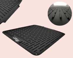 HOMYHON Afdruipmat -Afdruipmat Siliconen -Pannenonderzetter- Antislip -Hittebestendig - Aanrecht Mat -Siliconen Mat - 40 X 46 Cm - Zwart -Schoonmaakartikelen Winkel 1200x960 2