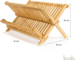 Budu Afdruiprek - Afdruiprekje Van Bamboe Hout - Afdruiprek Voor Afwas - Vaatwasrek - Keukenrek - Inklapbaar - Opvouwbaar - -Schoonmaakartikelen Winkel 1200x963