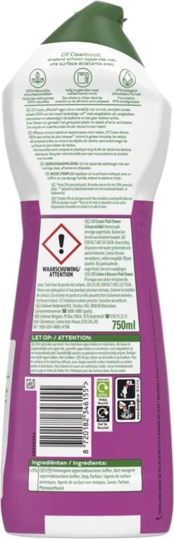 Cif CleanBoost Cream Pink Schuurmiddel - 8 X 750 Ml - Voordeelverpakking -Schoonmaakartikelen Winkel 389x1200