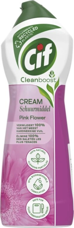 Cif CleanBoost Cream Pink Schuurmiddel - 8 X 750 Ml - Voordeelverpakking -Schoonmaakartikelen Winkel 390x1200