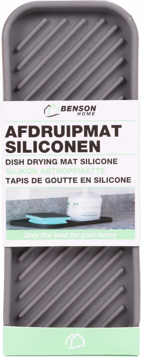 Benson Afdruipmat - Siliconen - 23.5 X 9.5 Cm - Grijs 4 Benson Afdruipmat - Siliconen - 23.5 X 9.5 Cm - Grijs - Afbeelding 2