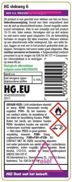 HG Vlekweg 6 - 50ml- Voor O.a. Vlekken Van Ballpoint & Hardnekkige Kleurstoffen -Schoonmaakartikelen Winkel 478x1200 6