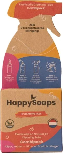 HappySoaps Cleaning Tabs - Combipack Met 4 Verschillende Tabs - Allesreiniger, Keukenreiniger, Glasreiniger En Sanitairreiniger - 100% Plasticvrij, Duurzaam & Vegan -Schoonmaakartikelen Winkel 496x1200 2