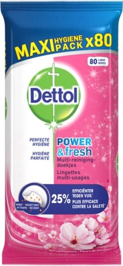 Dettol - Schoonmaakdoekjes - Power & Fresh - Kersenbloesem - 4 X 80 Stuks - Voordeelverpakking -Schoonmaakartikelen Winkel 558x1200