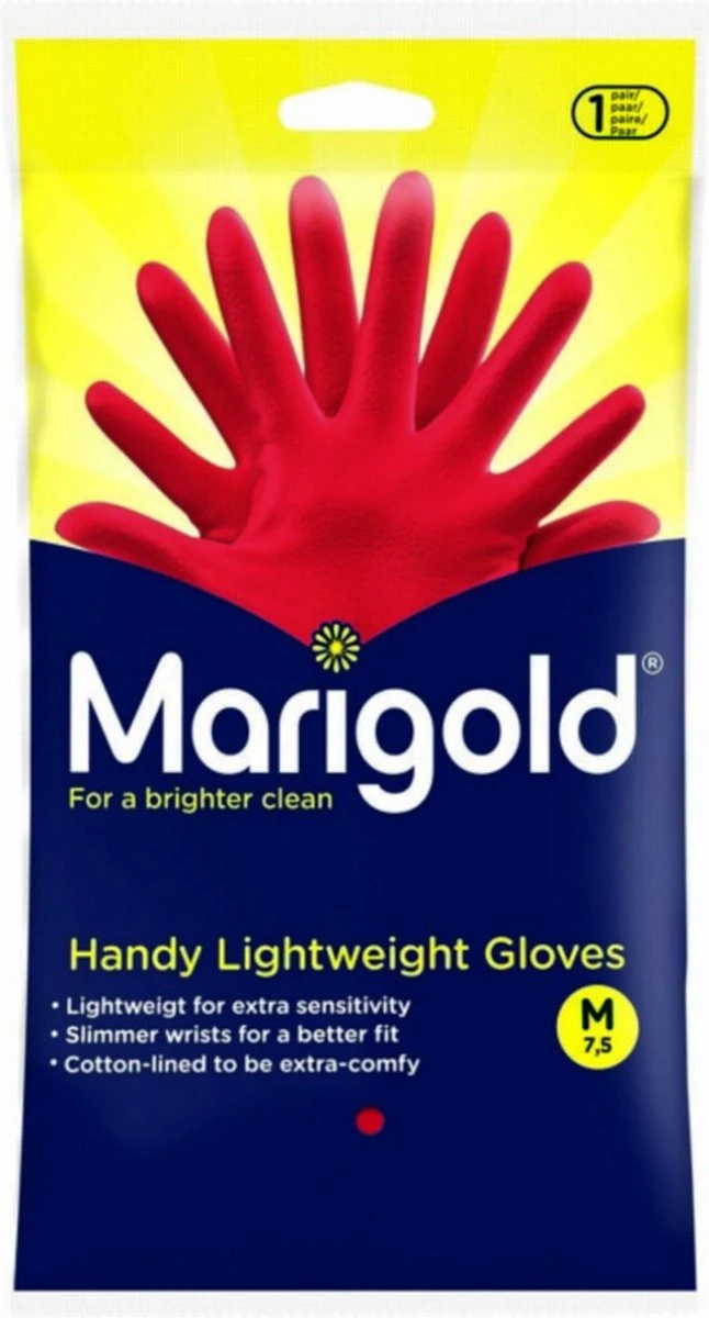 Marigold Medium - Huishandschoenen - Rood - Lichtgewicht - Met Katoenen Voering 5 Marigold Medium - Huishandschoenen - Rood - Lichtgewicht - Met Katoenen Voering - Afbeelding 3