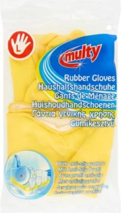 Multy Luxe Huishoudhandschoenen Maat L - Natuurlatex Met Kantoenen Vlokvoering - Anti Slip - Rubberen Handschoenen - Waterdicht - Natuurlijk Latex - Maat L -Schoonmaakartikelen Winkel 683x1200 1