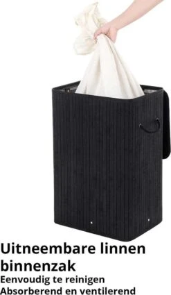 Wasmand Met Deksel 60 L - Bamboe - Zwart -Schoonmaakartikelen Winkel 697x1200 2