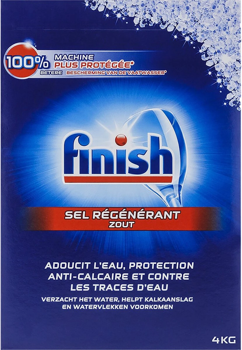 Finish Vaatwaszout 4kg Doos - Zout Voor De Vaatwasser + Finish - Glansspoelmiddel - 800 Ml 4 Finish Vaatwaszout 4kg Doos - Zout Voor De Vaatwasser + Finish - Glansspoelmiddel - 800 Ml - Afbeelding 2