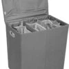 LIVILO - Wasmand – 3 Vakken Met Deksel – Opvouwbaar – 120 Liter – Met 3 Uitneembare Waszakken – Stoffen Wasmand – Grijs -Schoonmaakartikelen Winkel 842x1200 2