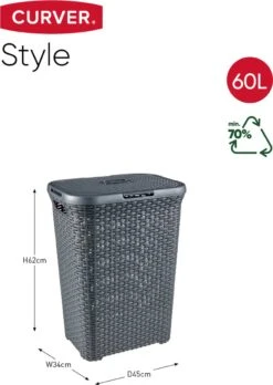 Curver Style Wasmand Met Deksel - 60L - Antraciet -Schoonmaakartikelen Winkel 851x1200