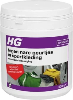 HG Tegen Nare Geurtjes In Sportkleding Wasmiddeltoevoeging - 500gr - Ook Bruikbaar Voor Handdoeken En Andere Kleding - Elimineert 100% Stankmoleculen - Biologisch Afbreekbaar -Schoonmaakartikelen Winkel 877x1200 1