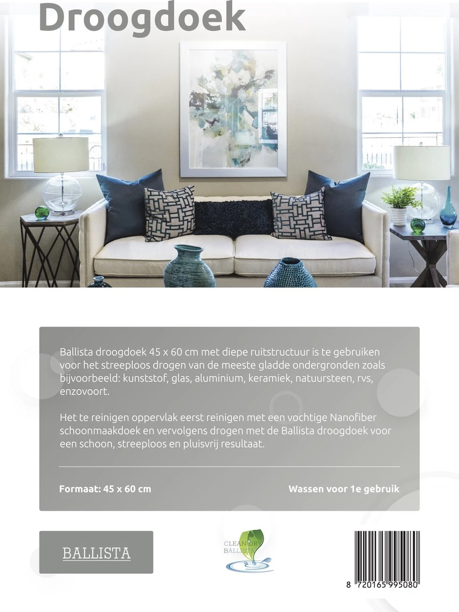 Ballista Raamdoeken Grijs Origineel 1 Droogdoek 40 X 60 Met Nanofiber 40 X 40 Cm Klasse 1 9 Ballista Raamdoeken Grijs Origineel 1 Droogdoek 40 X 60 Met Nanofiber 40 X 40 Cm Klasse 1 - Afbeelding 7
