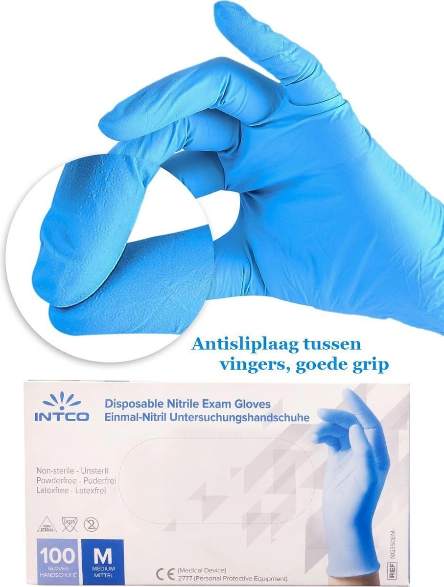 Intco Nitril Handschoenen - 100 Stuks Nitrile Wegwerp Handschoenen - Poedervrij, Latexvrij - Onderzoekshandschoenen - Maat: S - Blauw 8 Intco Nitril Handschoenen - 100 Stuks Nitrile Wegwerp Handschoenen - Poedervrij, Latexvrij - Onderzoekshandschoenen - Maat: S - Blauw - Afbeelding 6