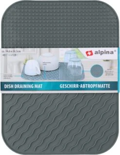 Alpina Afdruipmat - Droogmat - Siliconen - 26,5x34,5 Cm - Grijs -Schoonmaakartikelen Winkel 935x1200