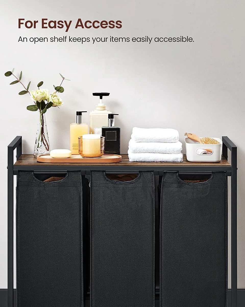 Merkloos Soph & Tess Wasmand 3 Vakken – Wassorteerder Met Uitschuifbare Waszakken - Bruin En Zwart 10 Merkloos Soph & Tess Wasmand 3 Vakken – Wassorteerder Met Uitschuifbare Waszakken - Bruin En Zwart - Afbeelding 8